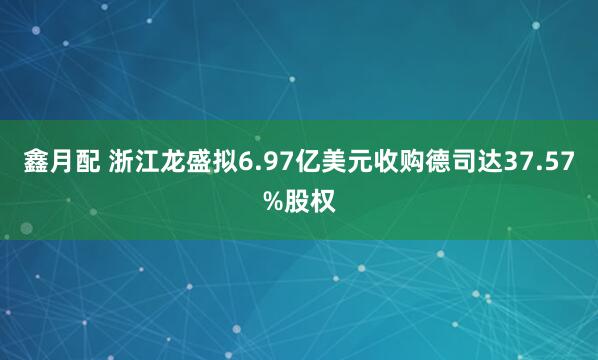 鑫月配 浙江龙盛拟6.97亿美元收购德司达37.57%股权