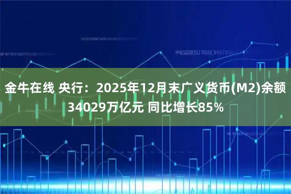 金牛在线 央行：2025年12月末广义货币(M2)余额34029万亿元 同比增长85%
